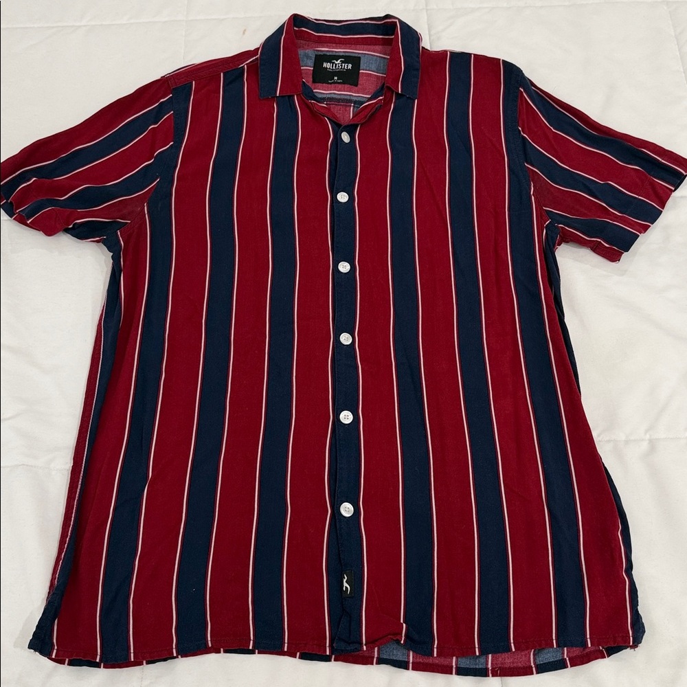 Hollister Red and Blue Striped Shirt